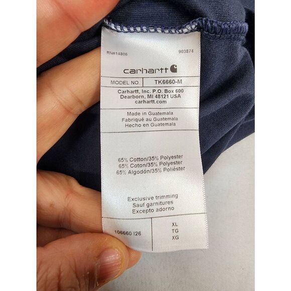 Carhartt Force Men's XL Navy Relaxed Fit Midweight Long-Sleeve Quarter-Zip Mock- - Picture 8 of 8